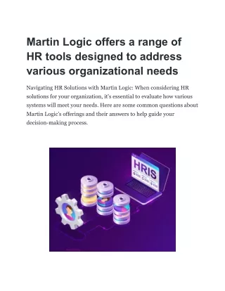 Martin Logic offers a range of HR tools designed to address various organizational needs