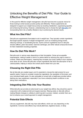 Unlocking the Benefits of Diet Pills_ Your Guide to Effective Weight Management