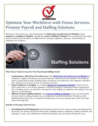 Optimize Your Workforce with Vision Services