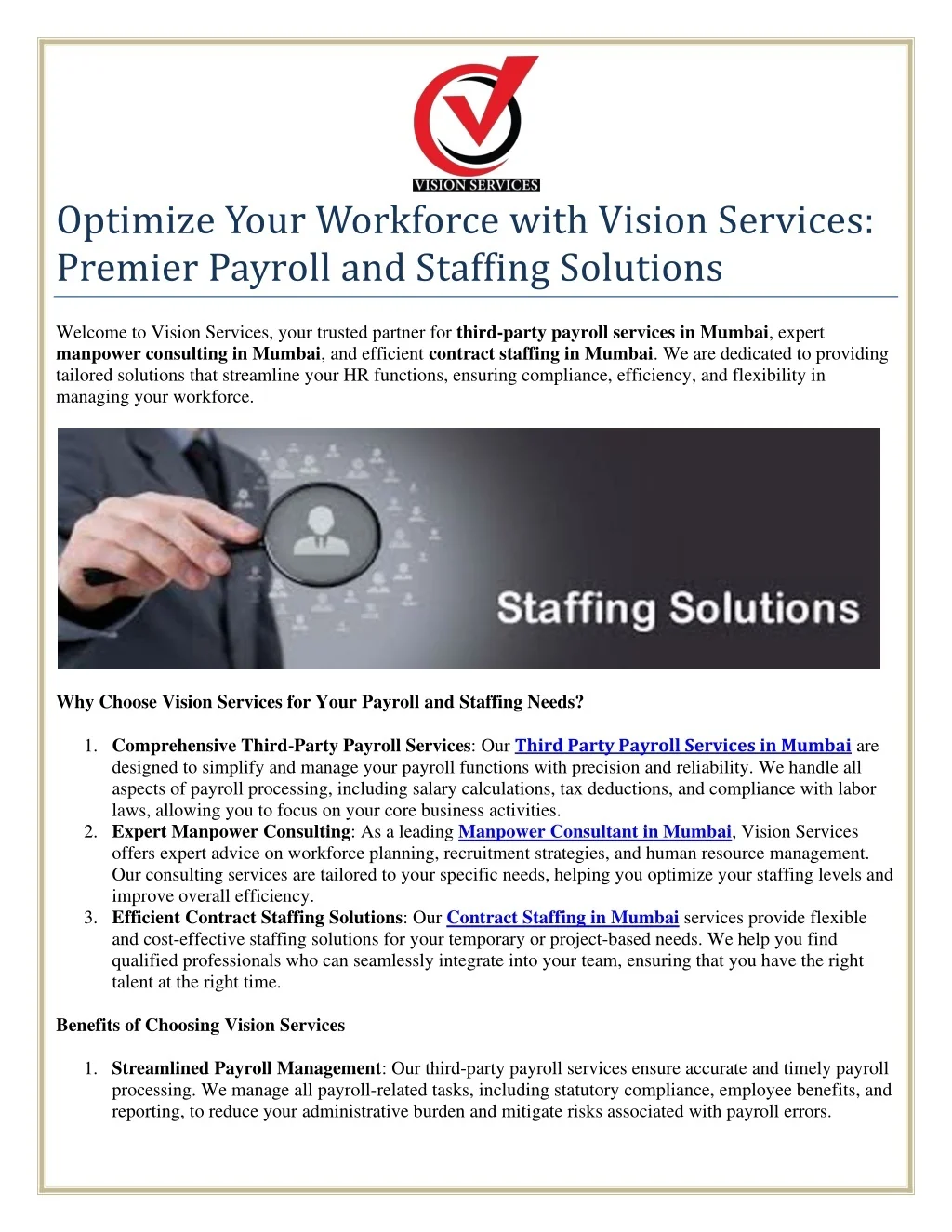 Workforce Vision PPT - Optimize Your Workforce with Vision Services PowerPoint ...
