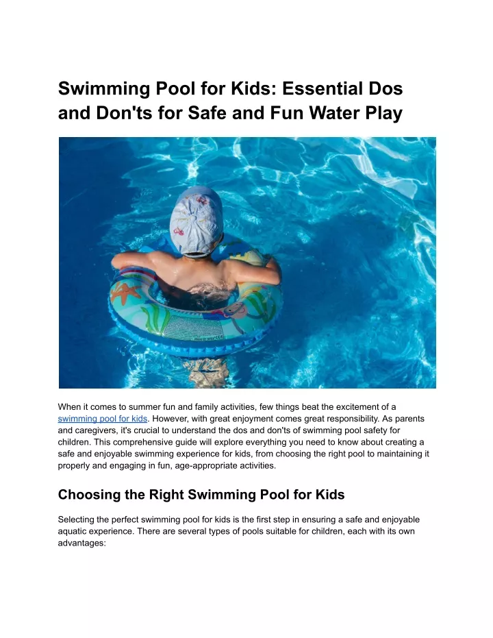 swimming pool for kids essential