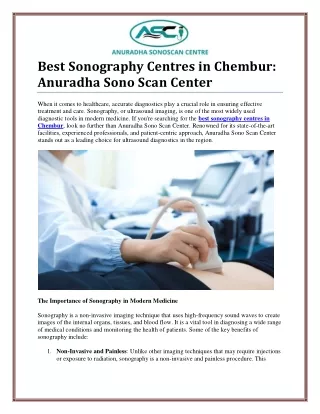 Discover the Best Sonography Centres in Chembur