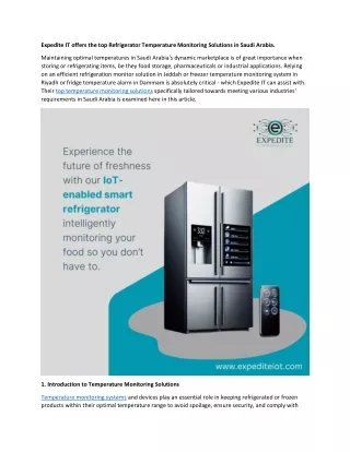 Refrigerator Temperature Monitoring Solutions in Saudi Arabia