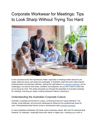corporate workwear for meetings tips to look