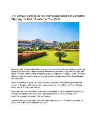 The Ultimate Guide to the Top International Schools in Bangalore_ Choosing the Best Education for Your Child