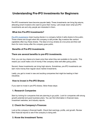 understanding pre ipo investments for beginners