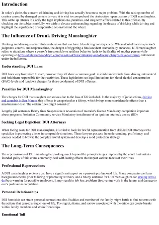 DUI Manslaughter: The Disastrous Repercussions