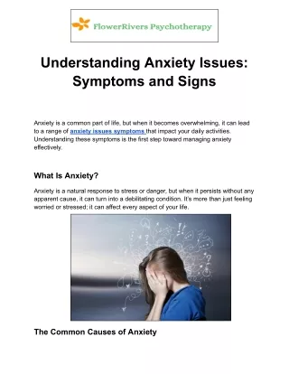 understanding anxiety issues symptoms and signs