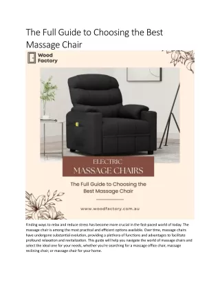 The Full Guide to Choosing the Best Massage Chair