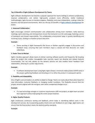 top 10 benefits of agile software development