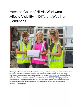 how the color of hi vis workwear affects