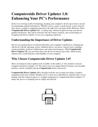 computeroids driver updater 1 0 enhancing your