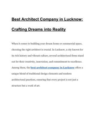 Best Architect Company in Lucknow_ Crafting Dreams into Reality