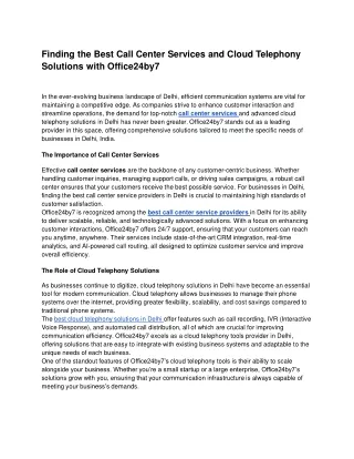 finding the best call center services and cloud