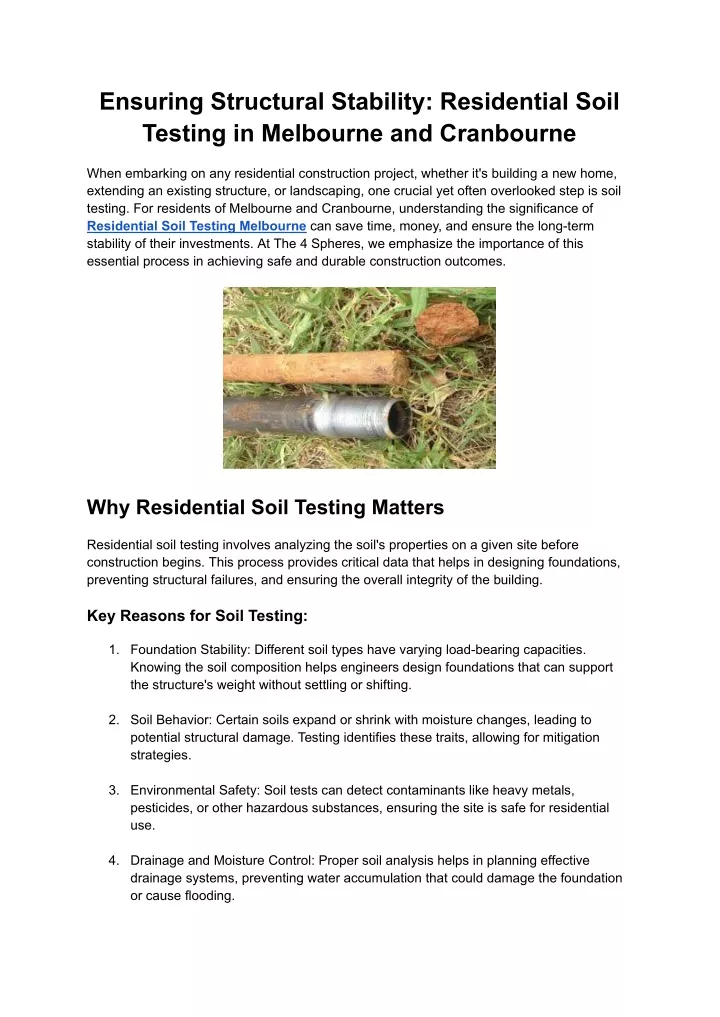 ensuring structural stability residential soil