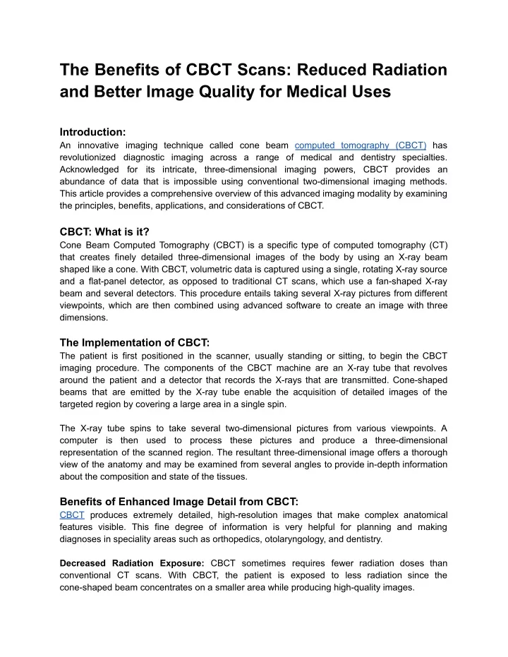 the benefits of cbct scans reduced radiation