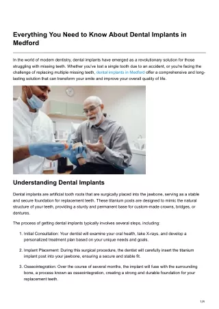 Everything You Need to Know About Dental Implants in Medford