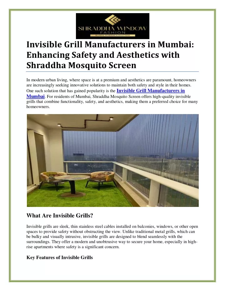 invisible grill manufacturers in mumbai enhancing