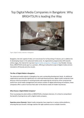 Digital Media Companies in Bangalore