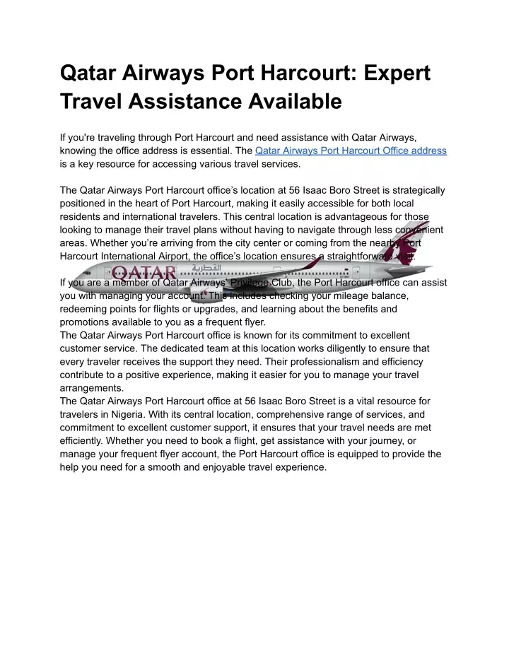 qatar airways port harcourt expert travel