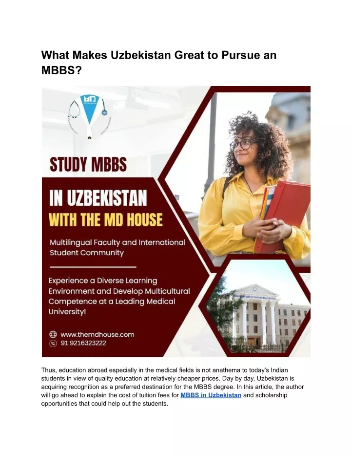 what makes uzbekistan great to pursue an mbbs