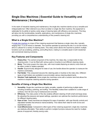 single disc machines essential guide