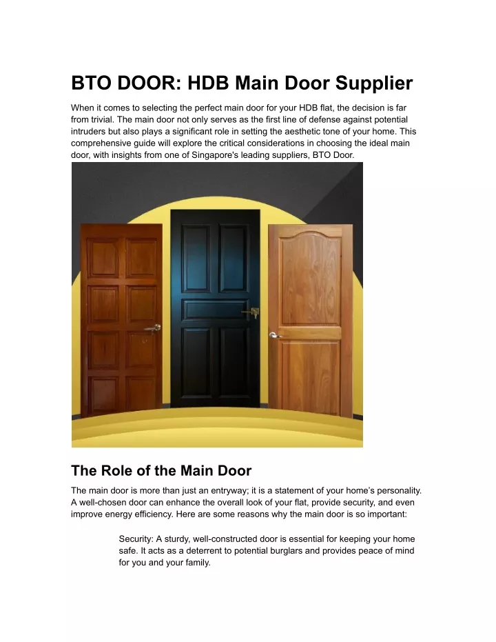 bto door hdb main door supplier