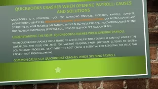 quickbooks crashes when opening payroll causes and solutions