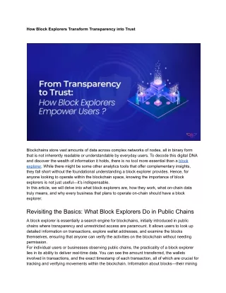 How Block Explorers Transform Transparency into Trust