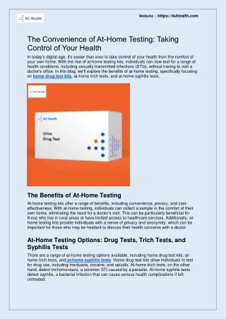 The Convenience of At-Home Testing Taking Control of Your Health