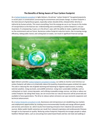 the benefits of being aware of your carbon