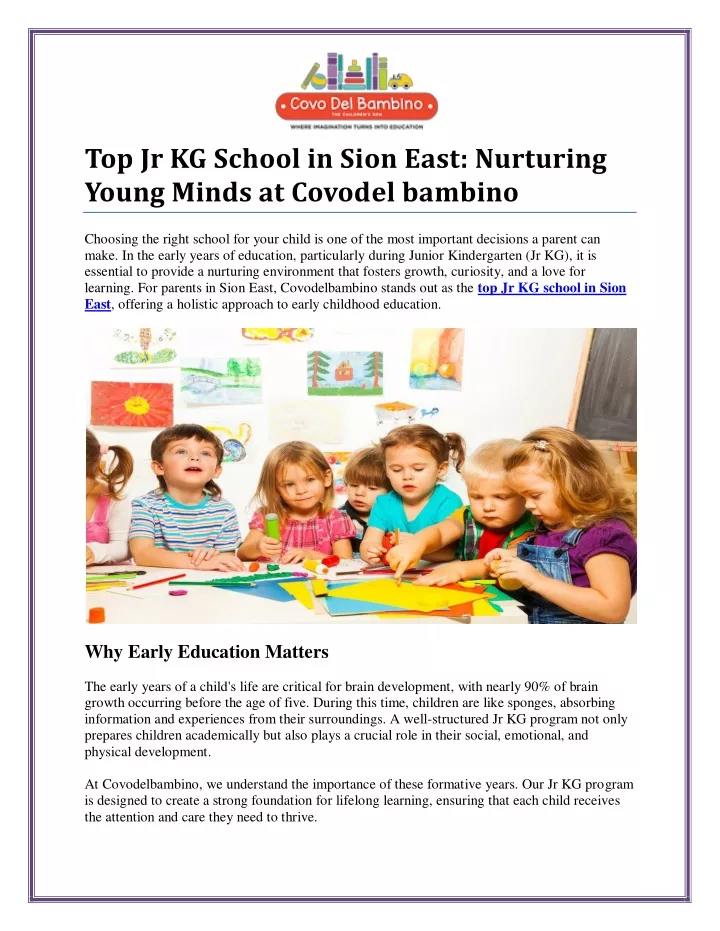 top jr kg school in sion east nurturing young