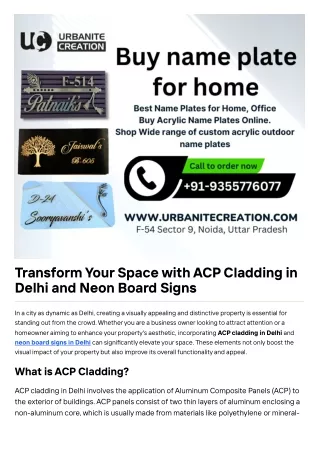 Transform Your Space with ACP Cladding in Delhi and Neon Board Signs