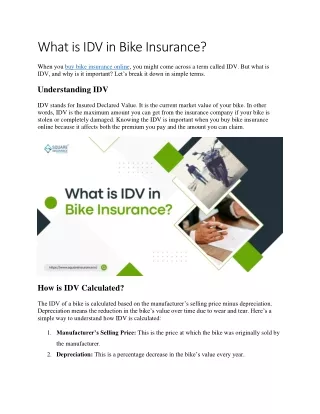 what is idv in bike insurance