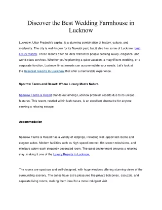 Luxury Resorts in Lucknow for Weddings and Events
