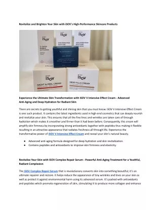 Revitalize and Brighten Your Skin with iSOV's High-Performance Skincare Products