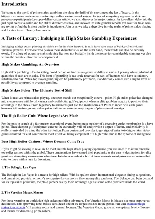A Taste of Luxury: Indulging in High Stakes Gambling Experiences