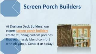 Screen Porch Builders