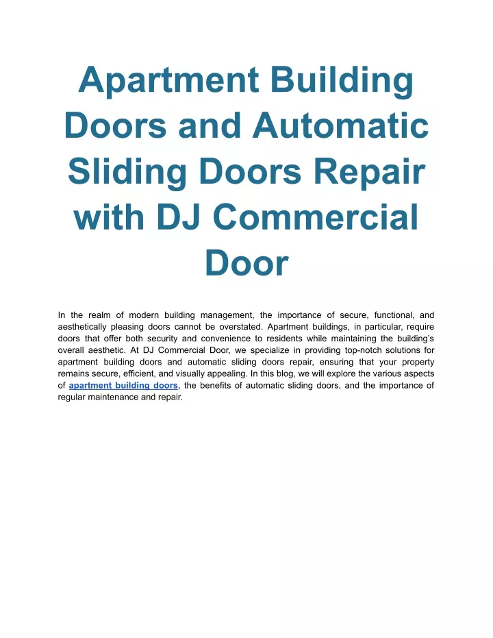 apartment building doors and automatic sliding