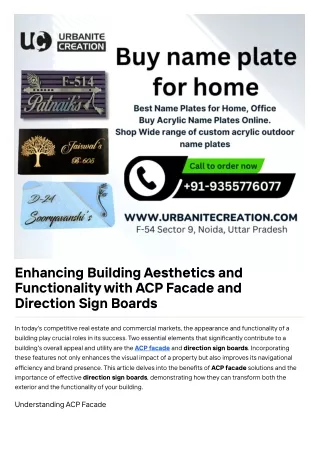 Enhancing Building Aesthetics and Functionality with ACP Facade and Direction Sign Boards