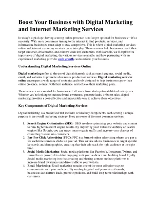 Boost Your Business with Digital Marketing Services