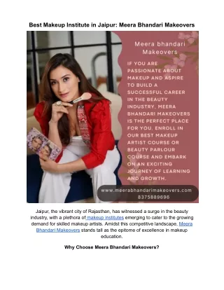Best Makeup Institute in Jaipur by Meera Bhandari Makeovers