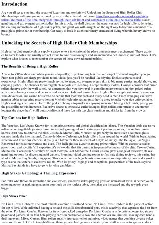 Unlocking the Secrets of High Roller Club Memberships