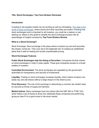 Stock Exchanges _ Top Forex Brokers Reviewed