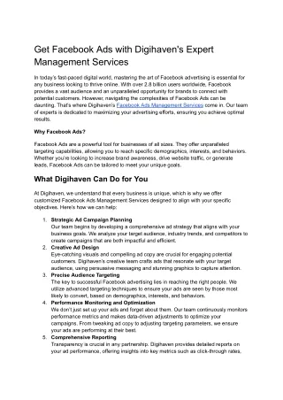 Business Growth with Digihaven’s Facebook Ads Management Expertise