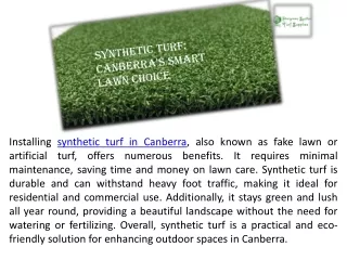 Synthetic Turf: Canberra's Smart Lawn Choice