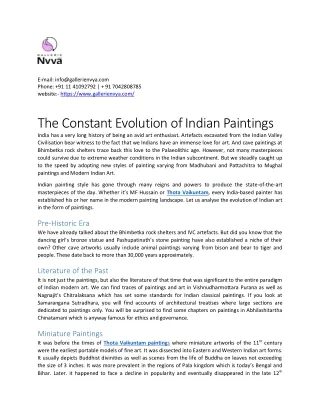 The Constant Evolution of Indian Paintings