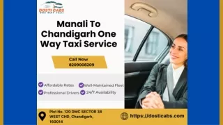 Manali To Chandigarh One Way Taxi Service