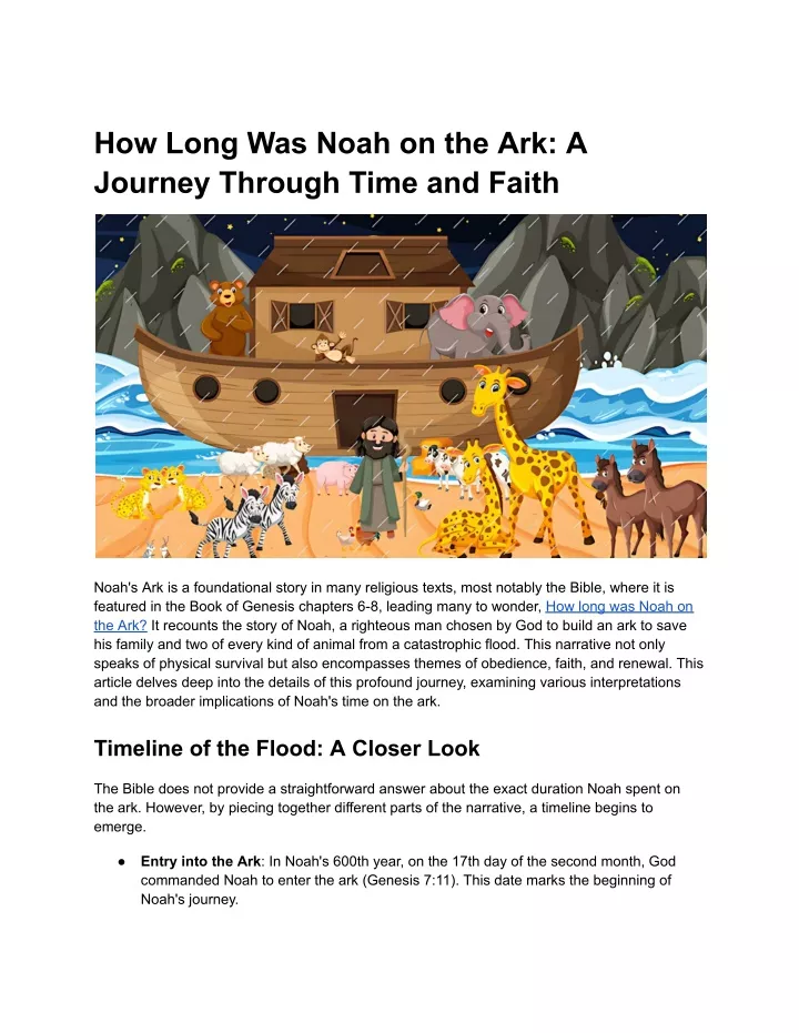 how long was noah on the ark a journey through