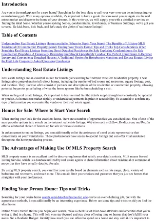 Your Overview to Discovering the Perfect Home: Browse Real Estate Listings Curre